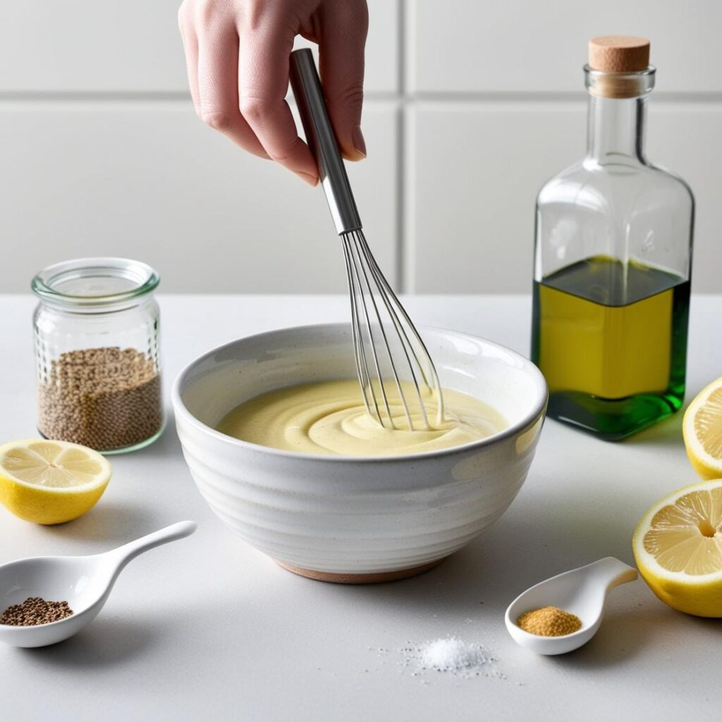Making Mustard Sauce for Air Fryer Chicken Bowls