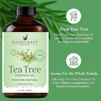 Bottle of tea tree essential oil