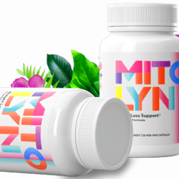 Mitolyn energy supplement bottle with mitochondria elements